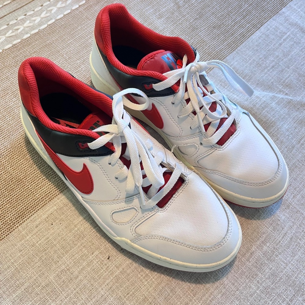 Nike Full Force Low Mens White Red Black Basketball Sneakers FB1362-102
